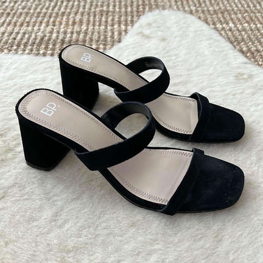 Nordstrom BP. Emmie Black Square Toe Block Heel Slide Sandal
